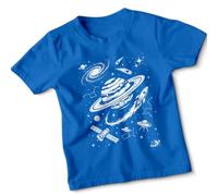 Space Exploration Kids T-Shirt Science Astronomy Planet Rocket Galaxy Cool Boys Girls Childrens Tee 3-4 Years Royal