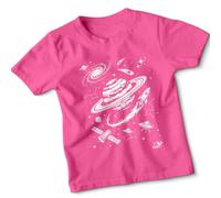 Space Exploration Kids T-Shirt Science Astronomy Planet Rocket Galaxy Cool Boys Girls Childrens Tee 5-6 Years Fuchsia