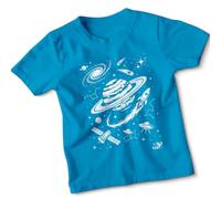 Space Exploration Kids T-Shirt Science Astronomy Planet Rocket Galaxy Cool Boys Girls Childrens Tee 5-6 Years Azure Blue