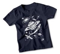 Space Exploration Kids T-Shirt Science Astronomy Planet Rocket Galaxy Cool Boys Girls Childrens Tee 5-6 Years Navy Blue