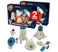 Space Exploration Set for Children with Astronauts Rockets Satellite and Space Equipment Educational Toy for Pretend Play Imagination and Learning Suitable 2 Pack - Electoys