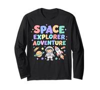 Space Explorer Adventure Kids Graphic Cute Cartoon Long Sleeve T-Shirt