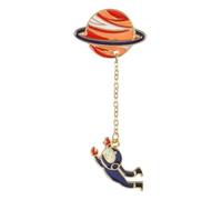 Space Explorer Pin | Enamel Pin with Astronaut and Planet, Klein, Non-precious metal