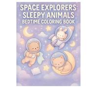 Space Explorers: Sleepy Animals Bedtime Coloring Book: A Whimsical Coloring Journey of Adorable Astronaut Animals Drifting Off to Sleep Among the Stars - Perfect for Children Ages 3-7