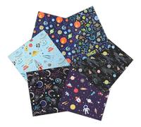Space Fabric 6 Pieces 50x50cm - Galaxy Astronaut Solar System Planets Rocket Galaxy Fat Quarters Fabric Bundle, Outer Space Precut Patchwork for Quilting, Sewing Project, DIY Crafts