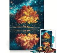 Space Fantasy Landscape - Autumn Tree Reflection Hard Jigsaw Puzzle for Adults 1000 Pieces Improve Memory Relaxed Mind Sharp Edge Stylish Gift (38x26cm)