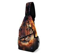 Space Fire Flame Animal King Wild Angry Tiger Men Women Daypack Breathable Sling Bag Adjustable Strap Chest Bag For Travel Hiking Working