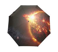Space Fire Star Automatic Foldable Umbrella UV Protection Auto Open Close Folding Sun Blocking Umbrellas for Travel Women Boys Girls