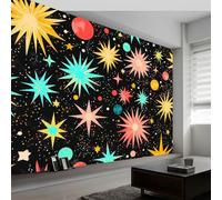 Space Forms Stars Mural Wallpaper 400x280 cm, Black Wall Murals for Bedrooms Living Room Children Nursery Wall Mural Art Deco, Photo Wallpaper Poster Decoration
