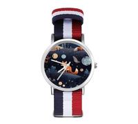 Space Fox Sport Watch for Men Women Nylon Strap Wrist Watch Analog Quartz Watch
