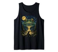 Space Full Moon Night Starry Sky Wolf and Frog Nature Tank Top