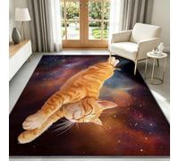 Space Galaxy Animals Cat Area Rugs 160 x 230 cm, Machine Washable Rug Modern Carpet Non-Shedding Soft Living Room Carpets Anti Slip Floor Mat Large for Hallway Bedroom Kitchen Office