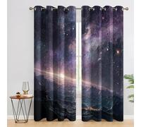 Space Galaxy Curtains Blackout for Home Decor, Thermal Curtains Nebula Starry Sky Space Pattern, Living Room & Bedroom Eyelet Drapes 72 Inch Drop, 66x72, 2 Panels D&547