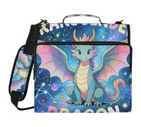 Space Galaxy Dragon Blue 3 Ringing Binder Organizer with Handle Multi-Pocket School Binders Organizer Suitable for Middle School