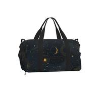 Space Galaxy Gym Bag for Men Women, Celestial Geometric Weekend Travel Duffle Bag with Shoe Compartment,Water-Resistant Sport Overnight Tote Dance Yoga Carry On Holdall