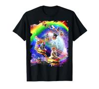 Space Galaxy Laser Lazer Cat Cats Burger Donut Pizza Rainbow T-Shirt