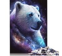 Space Galaxy Polar Bear Puzzle Creative Games Premium Cardboard Jigsaw Puzzle for Women Men Birthday Present 1000pcs (75x50cm)
