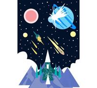 Space Galaxy Poster Cartoon Astronaut Moon Stars And Rockets Canvas Painting Wall Art For Boys Room Home Decor Mural 50x70cm No Frame