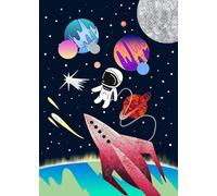 Space Galaxy Poster Cartoon Astronaut Moon Stars And Rockets Canvas Painting Wall Art For Boys Room Home Decor Mural 21x30cm No Frame