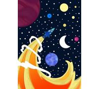 Space Galaxy Poster Cartoon Astronaut Moon Stars And Rockets Canvas Painting Wall Art For Boys Room Home Decor Mural 50x70cm No Frame