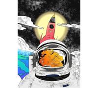 Space Galaxy Poster Cartoon Astronaut Moon Stars And Rockets Canvas Painting Wall Art For Boys Room Home Decor Mural 60x90cm No Frame