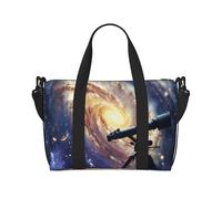 Space Galaxy with Telescope Printed Travel Bag Duffle Bag for Men Women, Large Water Resistant Gym Bag Weekend Holdall Bag with Shoulder Strap