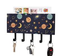 Space Galaxy Zodiacs Wall Mounted Key Hook | Decorative Key Hanger With 5 Hooks Multifunctional Wall Mounted Key Hook For Entrance Hallway Home Decor 7.1 x 4.3 Inches