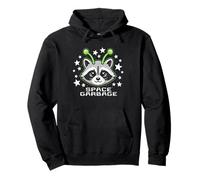 Space Garbage Cute Raccoon Alien Halftone Space Typography Pullover Hoodie