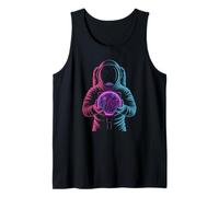 Space Geology Astronaut Exploring a Radiant Banded Globe Tank Top
