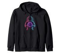 Space geology astronaut exploring a radiant banded globe Zip Hoodie