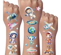 Space Glitter Tattoo for Kid, 12 Sheets Temporary Tattoos for Kids, Gifts for Boys Girls, Party Bags Fillers Gifts, Entertainment Games for Children