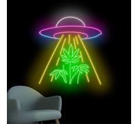 Space Green Weed LED Neon Sign for Wall Decor USB Adjustable Brightness Living Room Bars Pub Club Gatherings Art Wall Decor