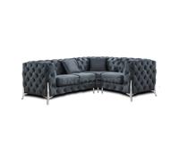 (Space Grey, 4 Seater Left Hand Facing) SNOOZE Online Chesterfield 3 and 2 Seater Sofa Sets, Corner Sofas For Living Room, Upholstered Plush Fabric 3 Seater Velvet Sofas