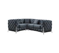 (Space Grey, 4 Seater Right Hand Facing) SNOOZE Online Chesterfield 3 and 2 Seater Sofa Sets, Corner Sofas For Living Room, Upholstered Plush Fabric 3 Seater Velvet Sofas