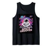 Space Grooves Astronaut Dj Cosmic Vinyl Rave Party Tank Top