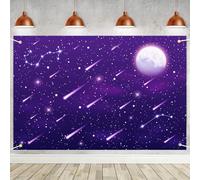 Space Happy Purple Starry Birthday Backdrop 6x4ft for Galaxy Star Theme Party
