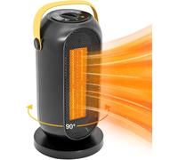 Space Heater, Portable Fan Heater, 600/1200W PTC Electric Heater, Tip-Over and Overheat Protection, Home Low Energy, Safe & Quiet for Office Room Desk Indoor Use（90° Oscillating）