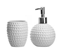 Space Home - Bathroom Organiser with Tootbrush Holder, Lotion Soap Dispenser - Bathroom Accessories Set - 2 Piece Bath Accessory Kit with Toothbrush Holder/Liquid Soap Dispenser - Modern Bath Set