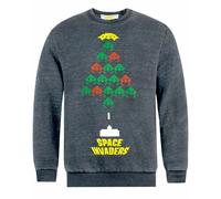 Space Invaders Men's Christmas Jumper (Adult Grey) in Grey | Size: XL Space Invaders Grey XL