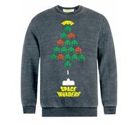 Space Invaders Mens Grey Character Christmas Jumper - XX-Large