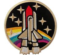 Space Iron Sew On Patch NASA Rocket Rainbow Stars Shirt Jacket Embroidery Badge
