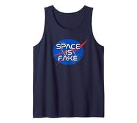 Space is Fake Funny Space Conspiracy Meme Tank Top, Men, Navy Blue, X-Large