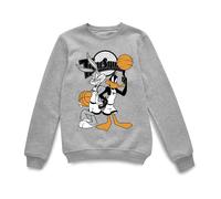 Space Jam Official Bugs & Daffy Time Squad Sweatshirt in Grey | Size: Small Space Jam Grey S