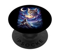 Space Kitten and Galaxy Cat Celestial Universe Design PopSockets Adhesive PopGrip