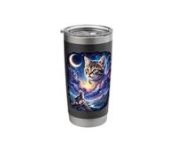 Space Kitten and Galaxy Cat Celestial Universe Design Stainless Steel Insulated Tumbler