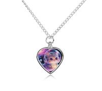 Space Kitty Pet Urn Necklace for Dog Cat Ashes Heart Pets Cremation Keepsake Waterproof Pendant Memorial Jewelry Pendants Gifts for Women Men