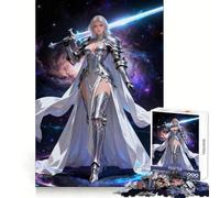 Space Knight Woman with Glowing Sword Jigsaw Puzzle for Teenagers 1000 Pieces Clear Logic Toy Slow Enjoy Perfect Cut Bday Surprise (38x52cm)