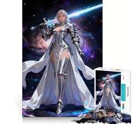 Space Knight Woman with Glowing Sword Jigsaw Puzzle for Teenagers 1000 Pieces Clear Logic Toy Slow Enjoy Perfect Cut Bday Surprise (38x52cm)