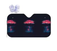 Space Lake Reflection Trees Print Car Windscreen Cover | Heat Uv Reflective Sunshade | Folding Car Sunshades | Vehicle Interior Protector Suitable For Summer Driving