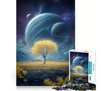 Space Landscape with Golden Tree Jigsaw Puzzles for Adults1000 Pieces Memory Boost Together Fun Image Assembly Art Collectible (38x52cm)